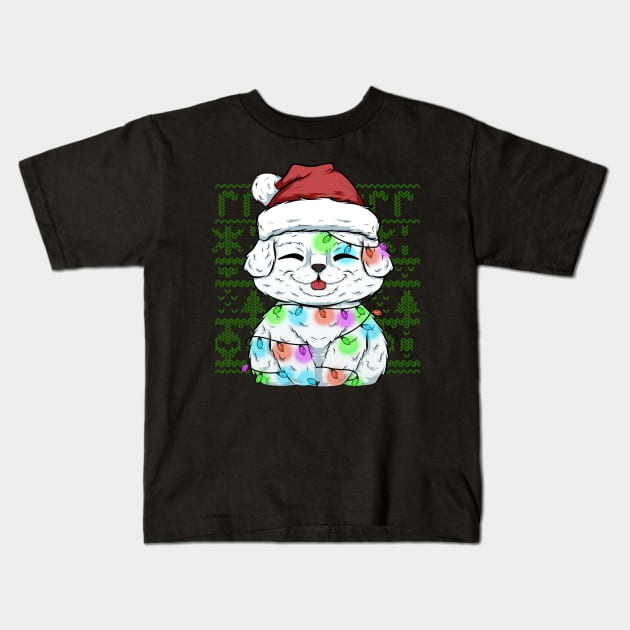 cute doggy christmas lights and fun Kids T-Shirt by the house of parodies